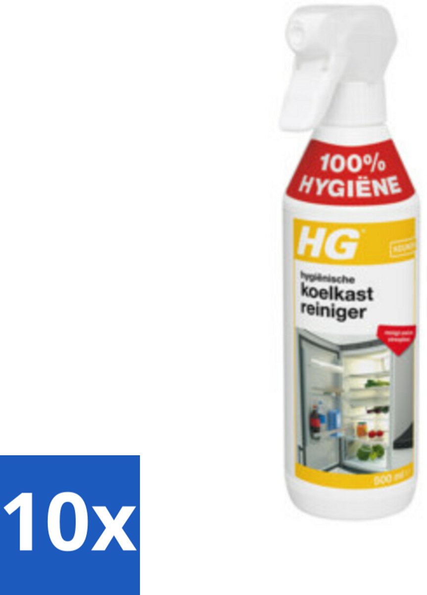 10 x HG Hygienische Koelkast Reiniger 500 ml - Koelkast Reinigen - Koelkast Reinigingsmiddel - Hygiënische Koelkastreiniger - Koelkast Reinigen Zonder Afspoelen - Koelkast Reinigen Snel
