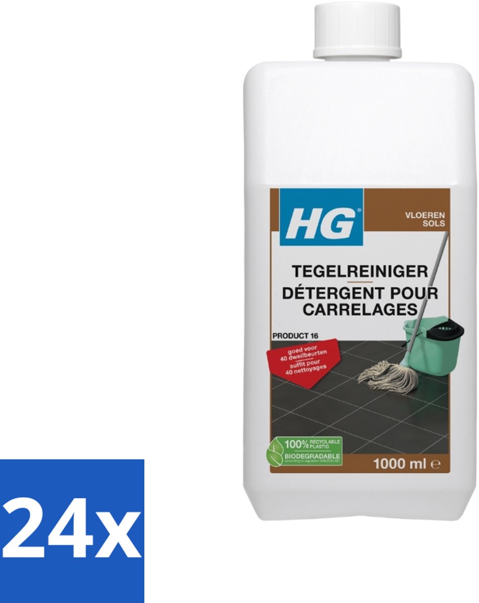 24 x HG Tegelreiniger Quick 1 liter - Tegelreiniger - Vloerreiniger - Dweilreiniger - Vloeren Schoonmaken - Tegelvloer Schoonmaken