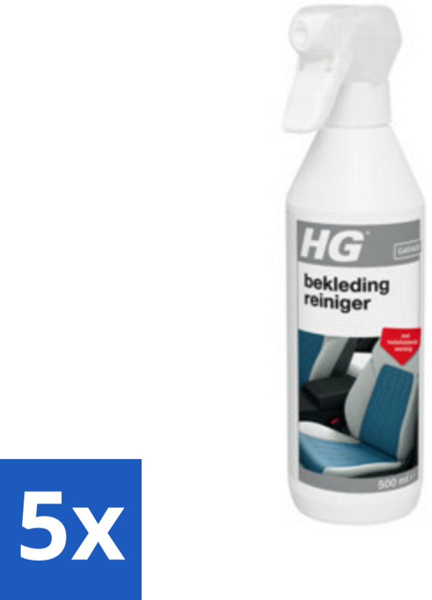5 x HG Bekledingreiniger 500 ml - Bekleding Reinigen - Vlekken Verwijderen - Vuilafstotend - Auto Bekleding Reinigen - Caravan Bekleding Reinigen