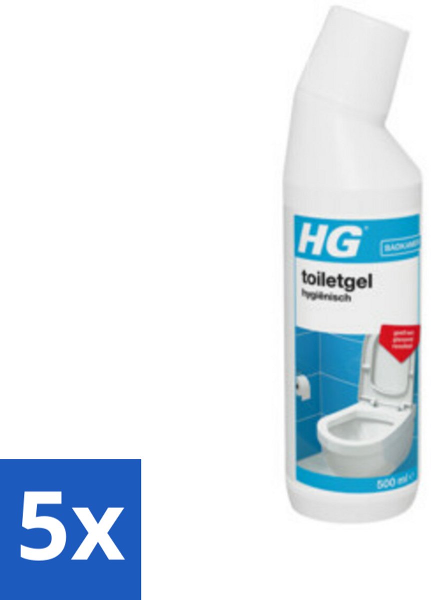 5 x HG Toiletgel Hygiënisch 500 ml - Toiletgel - Hygiëne - Reinigen - Kalkaanslag - Vuil