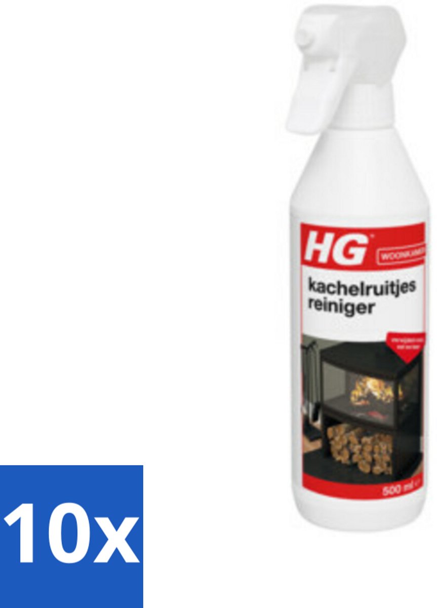 10 x HG Kachelruitjes Reiniger 500 ml - Kachelruiten Reinigen - Roet Verwijderen - Haardvenster Reinigen - Baksteen Reinigen - Kachel Reinigen