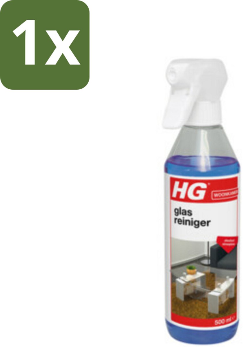 1 x HG Glasreiniger 500 ml - Glas Reinigen - Streeploos Schoonmaken - Glazen Reiniger - Spiegel Reinigen - Vet Verwijderen