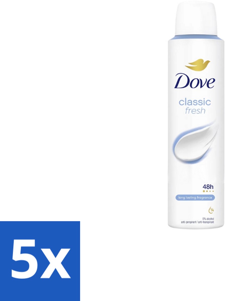 Dove – Deodorant Spray – Classic Fresh – 200 ml - Bulkverpakking - 5 stuks