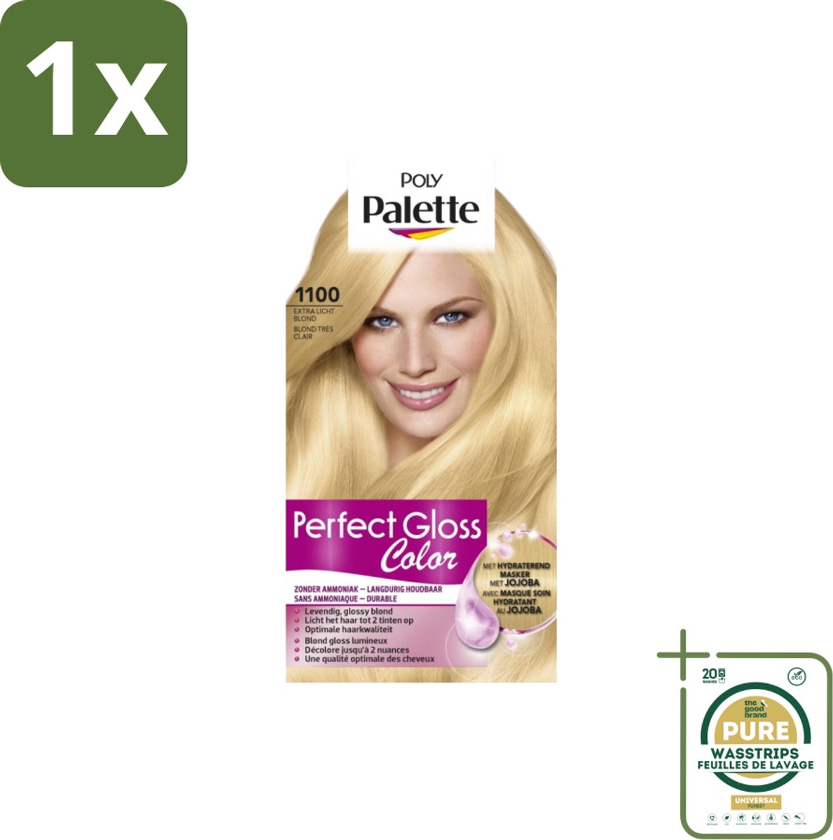 1 x Poly Palette – Haarverf – 1100 Extra Licht Blond – 115 ml- Semi-permanente Haarkleuring - Glanskleur - Haarkleur - Haarkleuring Zonder Ammoniak - Jojoba Masker