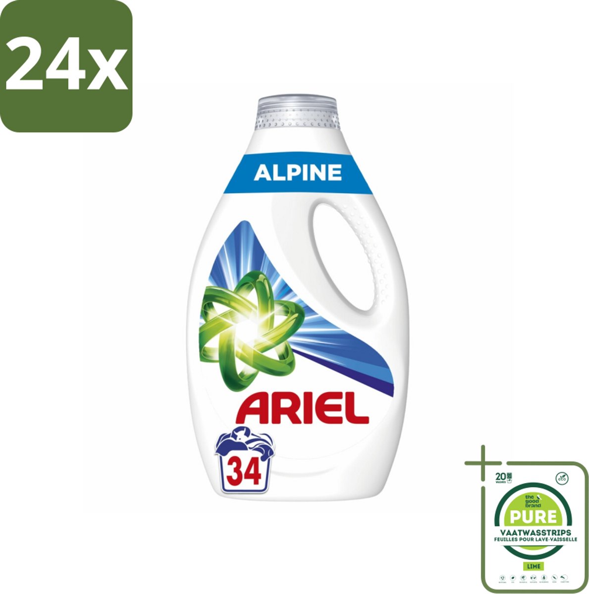 Ariel – Vloeibaar Wasmiddel – Alpine – 1530 ml – 34 wasbeurten - Voordeelverpakking - 24 stuks - Ariel Alpine - Vloeibaar wasmiddel