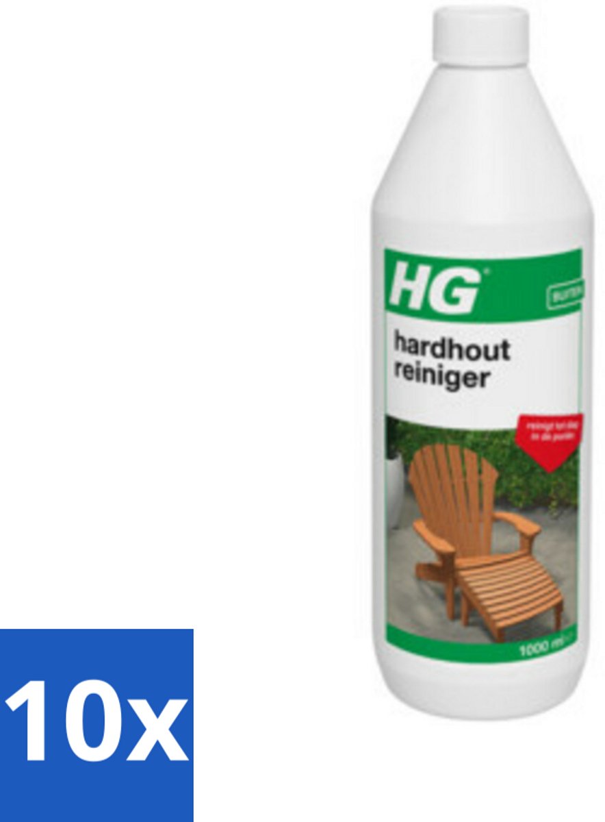 10 x HG Hardhout Reiniger 1 liter - Hardhout Reinigen - Tuinmeubel Reinigen - Hout Reinigen - Buitenmeubel Reinigen - Terras Reinigen