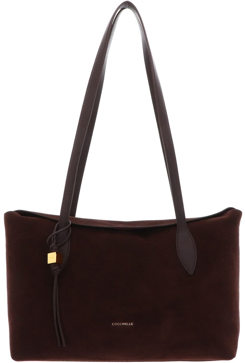 COCCINELLE Leren schoudertas Thess Handbag Suede Le. / Grained Le. Brunette / Brunet donkerbruin