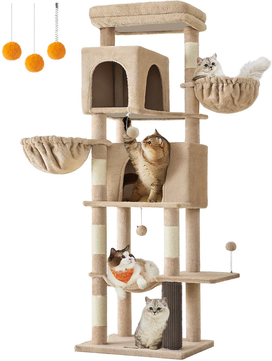 Famanu – Grote kattentoren van 174 cm, meerdere niveaus, ideaal voor katten om te spelen en te ontspannen
