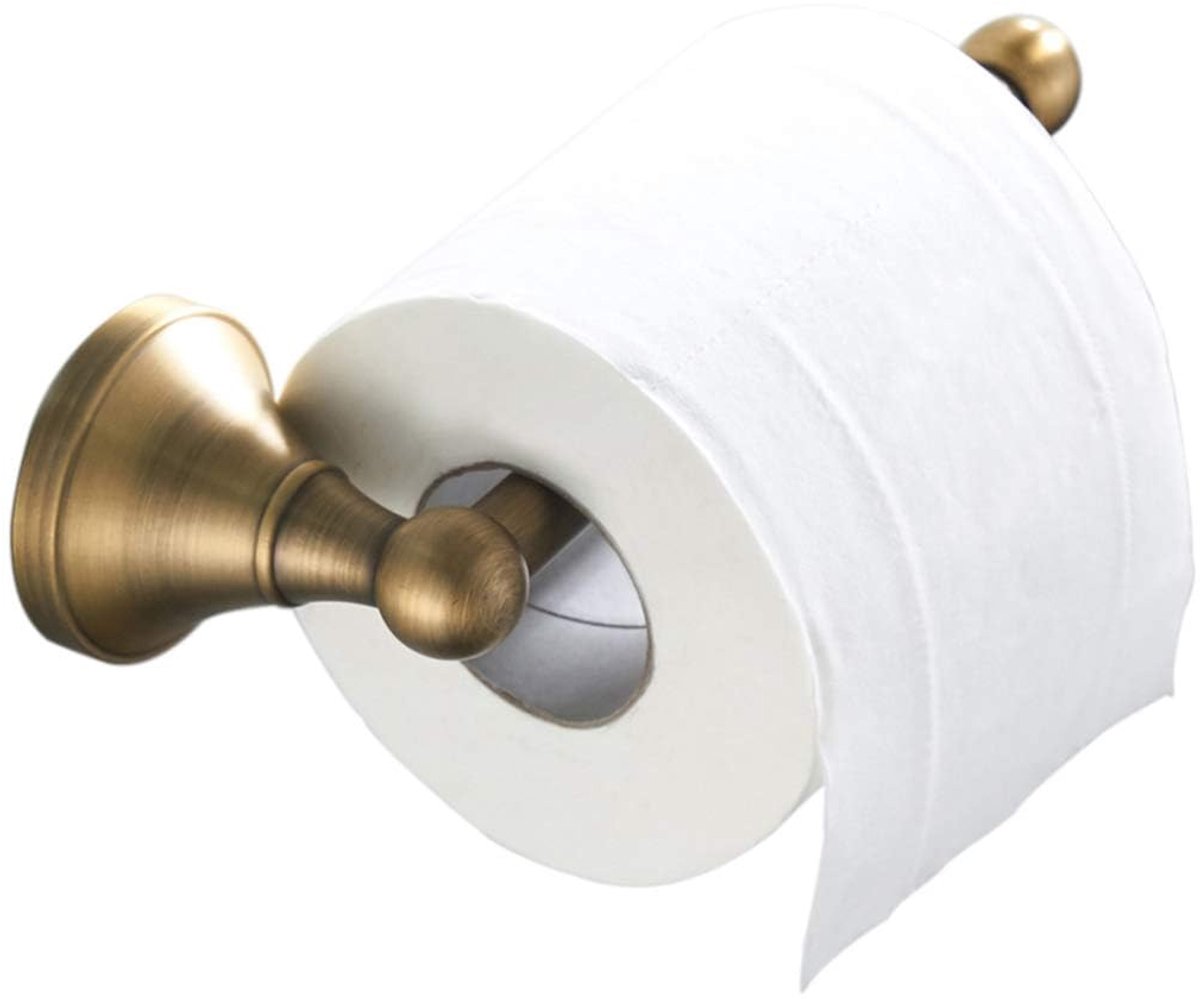 Famanu – Toiletrolhouder zonder deksel in antiek messing, badkamer papier tissuebalk muur gemonteerd, 20 cm / 7,87 inch in geborsteld brons