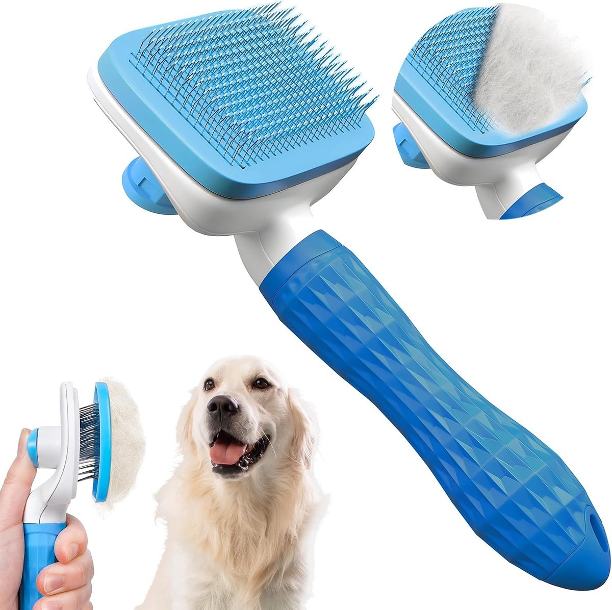 Zachte stoomborstel voor katten - Grijs - Ergonomisch Ontwerp - Borstel voor Lang en Kort Haar - Voor Honden en Katten