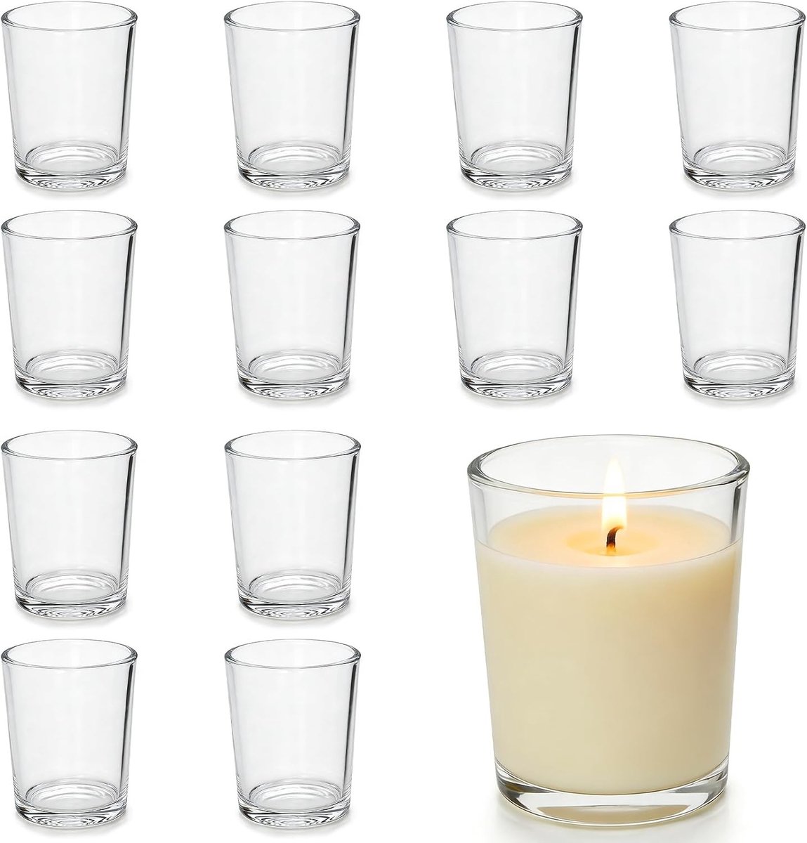 Windlicht van glas - Transparant - 5,1 x 6,2 cm - Glazen Theelichthouder voor sfeervolle decoratie