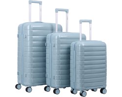 FLY & BYE FLY&BYE® Kofferset Classic - S/M/L - 3 Delig - Complete Set - 35 Handbagage + 60 en 94L Ruimbagage - Cijferslot - Licht Blauw