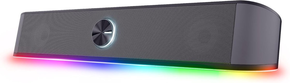 Mini soundbar - Grijs - 12W - Compacte pc-speaker met RGB-verlichting - Voor dagelijks gebruik