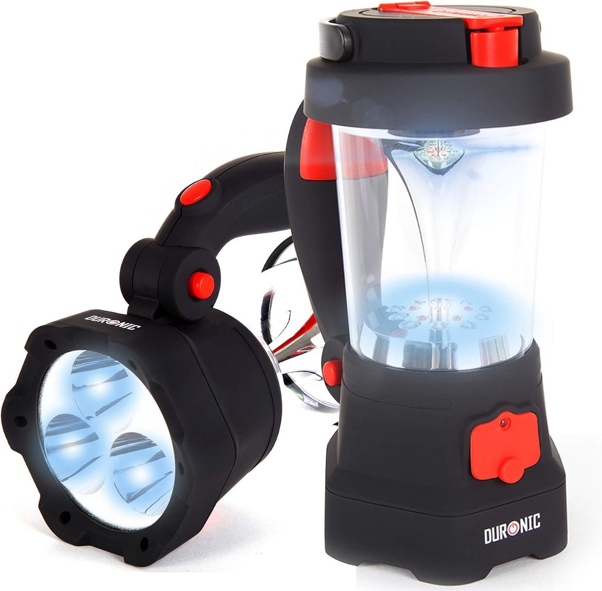 Militaire zaklamp - Rood - 18,5 x 13 cm - LED Zaklamp en Lantaarn met Dynamo - Voor Outdoor en Noodsituaties