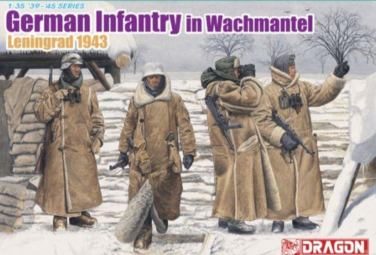 Dragon Modelbouwpakket Militaire voertuigen - 6518 Duitse Infanterie in Wachtmantel - Leningrad 1943 - 4 Figuren Plastic - 1:35 - Modelbouw