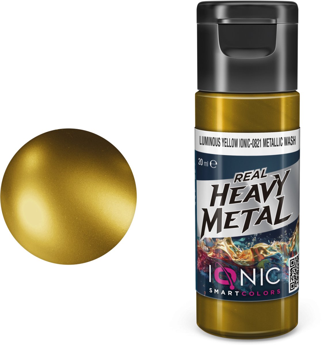 AMMO by Mig Jimenez Hobbyverf Acrylverf - MIG IO0821 Ionic Smart Colors - Real Heavy Metal - Lichtgevend Geel - Metallic Wash - Metallic Acryl - 20ml Verf potje - 20 ml