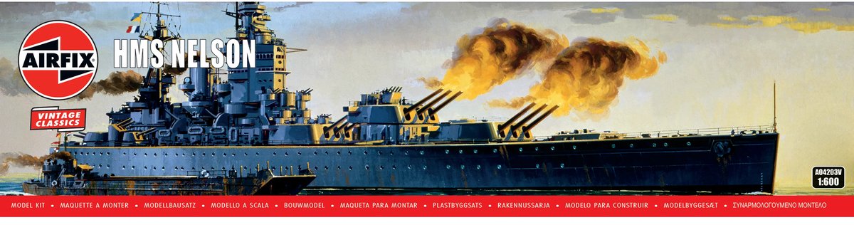 Airfix Modelbouwpakket Schepen - 04203V HMS Nelson WWII - Vintage Classics - Brits Slagschip Plastic - 1:600 - Modelbouw