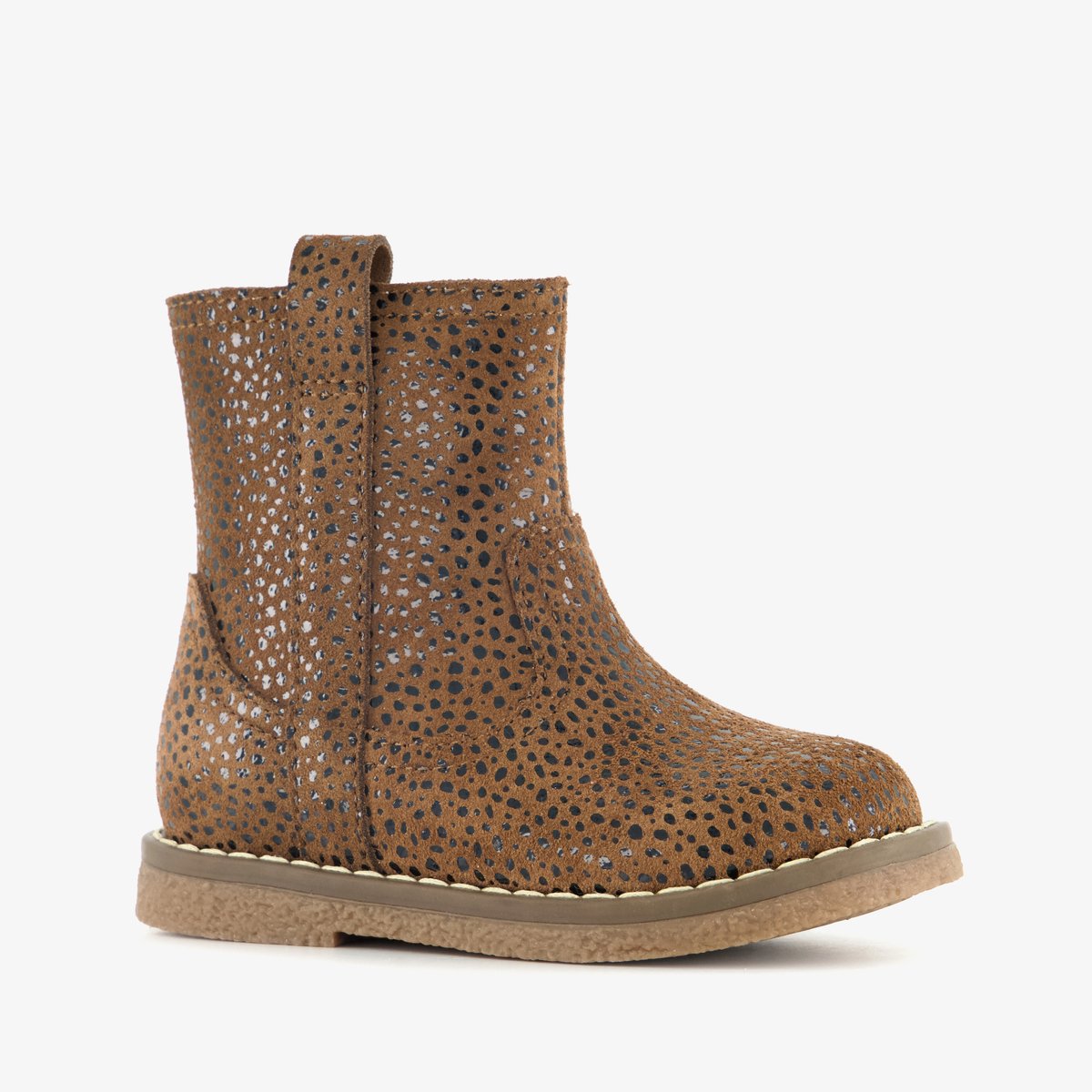 Stap suède meisjes boots met stippen bruin - Maat 22