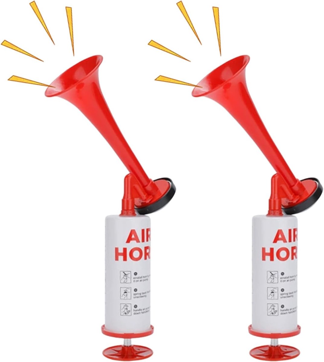 Luchthoorn - Rood - Handpomp Luchthoorn van ABS Kunststof - Herbruikbaar voor Sport en Feest