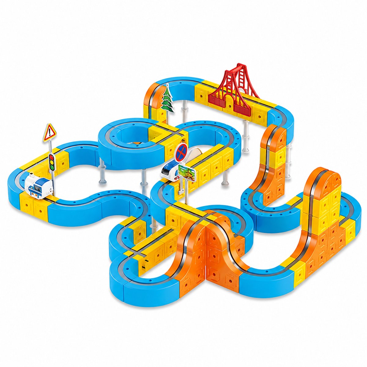 DreamGoods Cube Track - Elektrische Treinbaan - 105-Delig - Educatief Speelgoed - Montessori Speelgoed - Peuter speelgoed - Jongens & Meisjes - 3 jaar - 4 jaar - 5 jaar - 6 jaar - 7 jaar