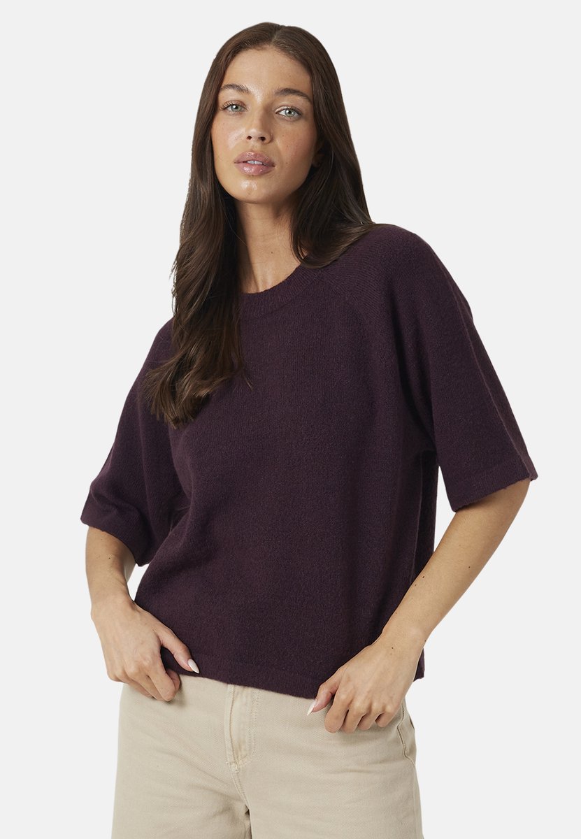 Brave Soul - T-shirt - Acryl - Vrouwen - Maat M - donkerpaars