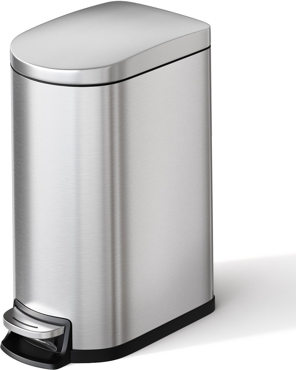Smalle Pedaalemmer RVS 10L - 18.6x32x38.8cm - Prullenbak - Soft Close Deksel - Uitneembare Binnenemmer - Geurcontrole - Waterdicht - Voor Badkamer Slaapkamer - Zilver