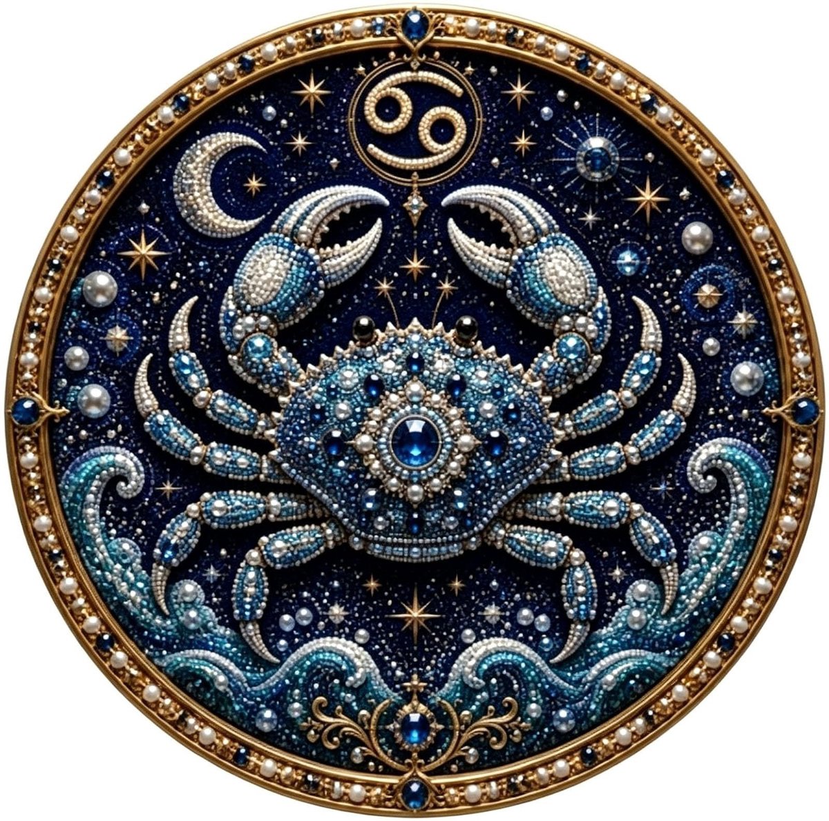 Casalora® Kreeft Sterrenbeeld Parel Diamond Painting – DIY 3D Parel Kunstwerk – Ronde Astrologie Decoratie op Canvas – Creatieve Hobby voor Volwassenen – Sterrenbeeld Wanddecoratie – 20 × 20 cm