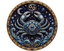 Casalora® Kreeft Sterrenbeeld Parel Diamond Painting – DIY 3D Parel Kunstwerk – Ronde Astrologie Decoratie op Canvas – Creatieve Hobby voor Volwassenen – Sterrenbeeld Wanddecoratie – 20 × 20 cm