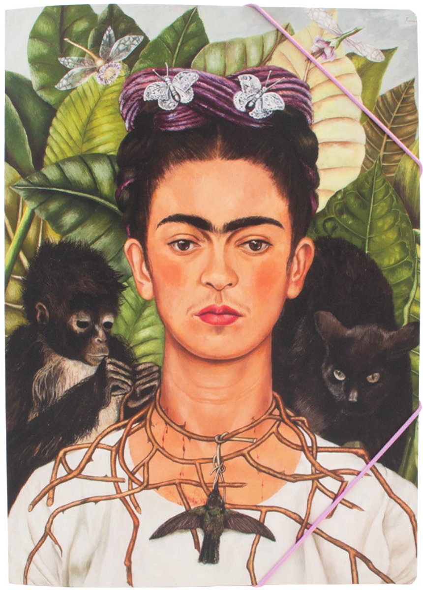 Lanzfeld Frida Kahlo - Documentenmap A4 - Met Elastiek - Self Portrait with Hummingbird - A4-formaat