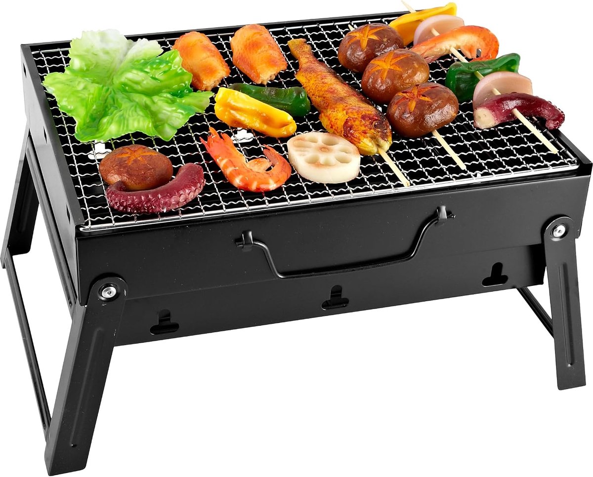 Houtskoolgrill - Draagbaar - Opvouwbaar - Klein - Houtskoolgrillrek - Tuinbarbecue