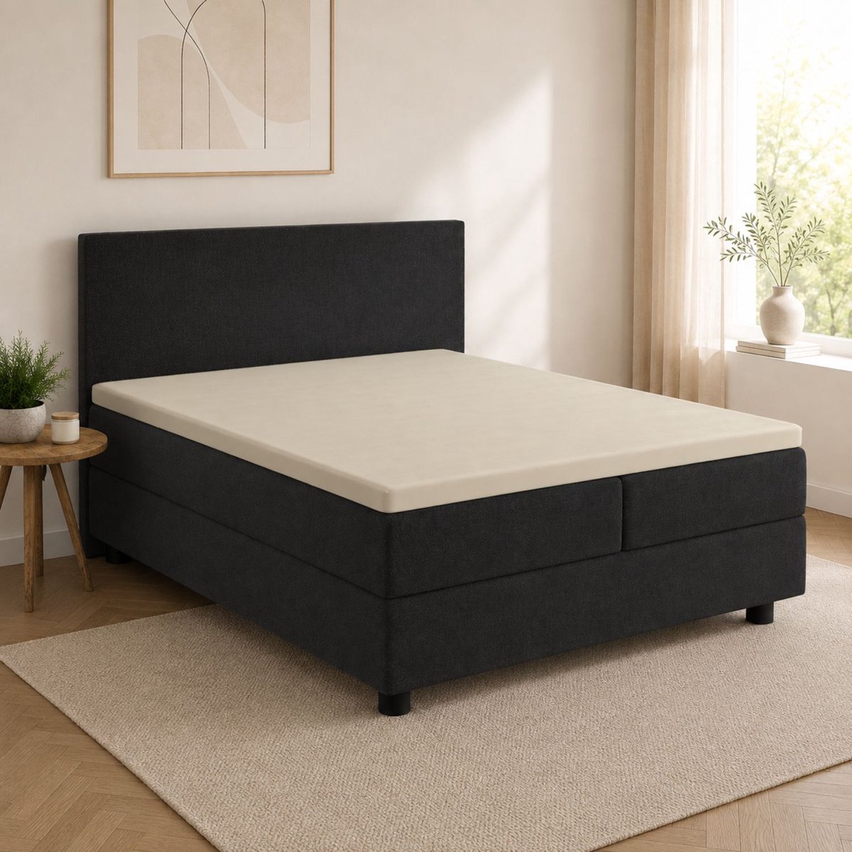 Droomtextiel Topper Hoeslaken Dubbel Jersey Crème - 180x200 cm - 100% Zacht Katoen