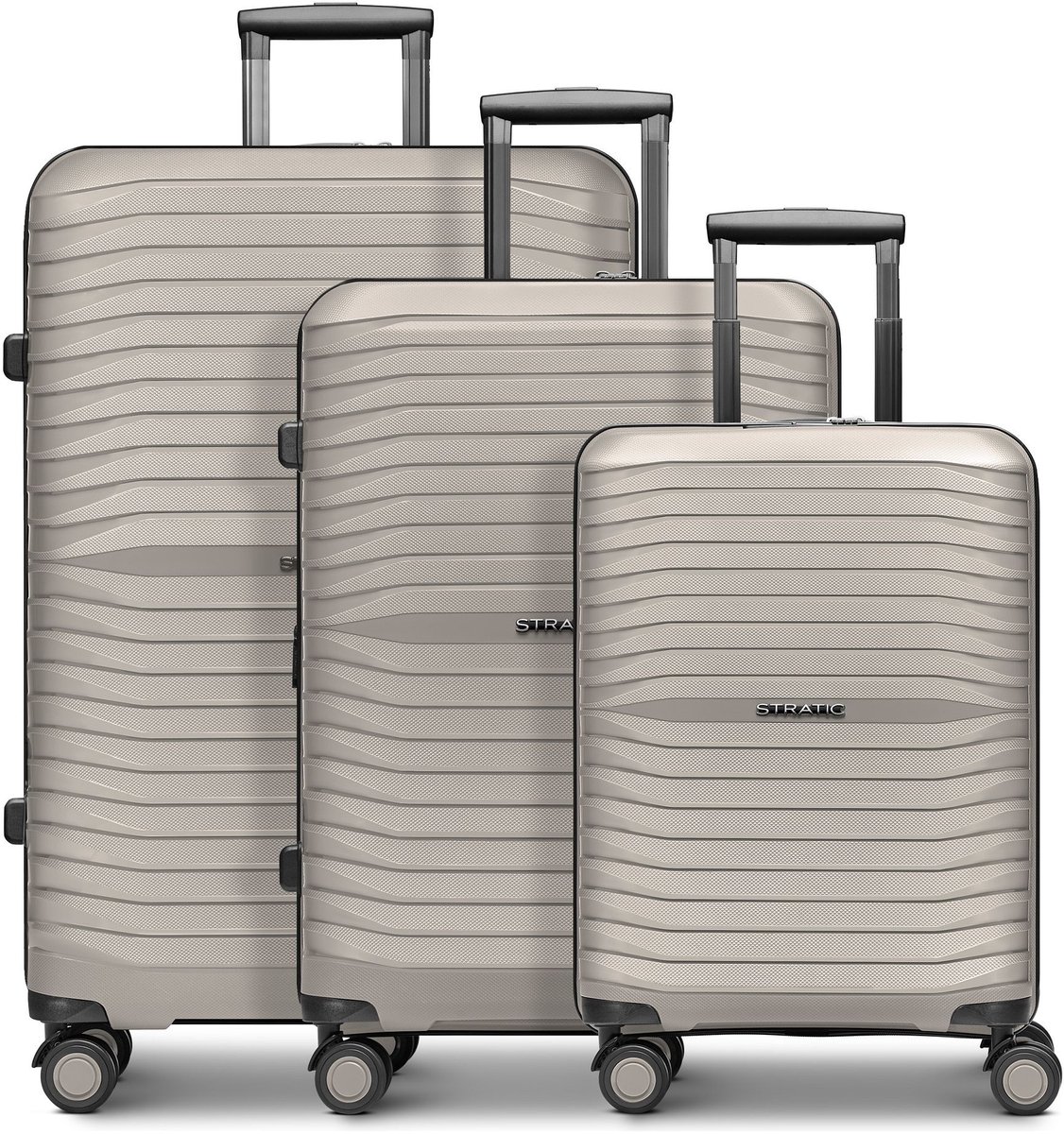 Stratic Shine 4 wielen Kofferset 3-delig met uitbreidingsplooi - Harde bagage - TSA slot - taupe