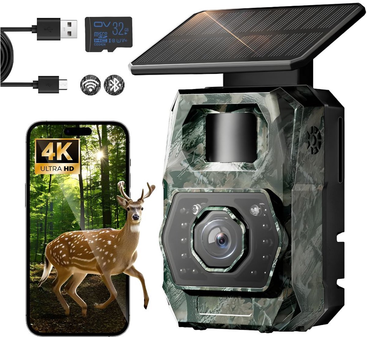 JCP® Wild Camera - Wildcamera met Nachtzicht - Wildcamera voor Buiten - Grijs - 10cm x 9cm x 6cm