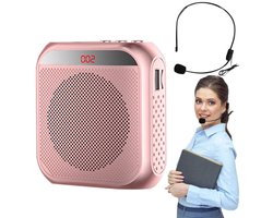 Spraakversterker Draadloos - Oplaadbare en Draagbare - Stemversterker - Geluidversterker - Draadloze Microfoon - Microfoon Bluetooth - 1200 mAh - Voor docenten, trainingen, vergaderingen, rondleidingen, yoga, klaslokaal - Roze