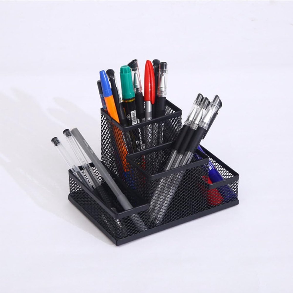 Bureau-organizer - Gaas Bureau Organizer - Pennenhouder - Metalen Tafelorganizer - Met 4 Vakken en Schuiflade - Voor Kantoor, Thuis en School – 15,4x10,3x9,8 cm — cadeau in Cadeau-ideeën - foto 5