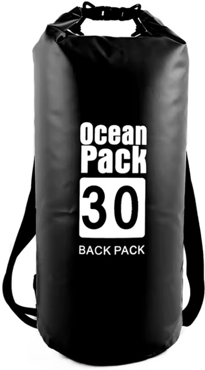 *** Waterdichte Dry Bag 30L Zwart – Lichtgewicht Droogtas van PVC – Roll-Top Sluiting met Klikgesp - Onderweg - Reizen Water van Heble® ***