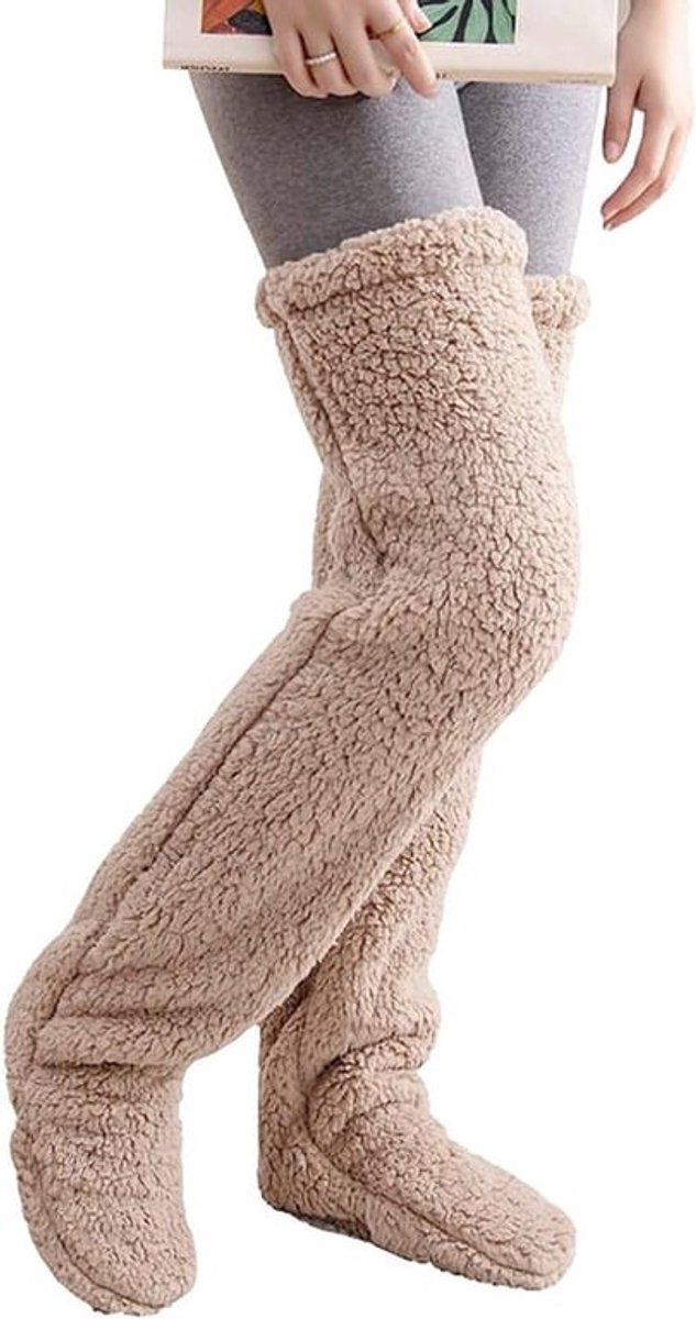 MK Stoer -Dameskousen - Pluche - Winterwarm - Fleece - Overknee - Nakoming - Slaap - Geschikt voor - Lange sokken - Huissokken - Dames - Knuffelsokken voor Herfst Winter.
