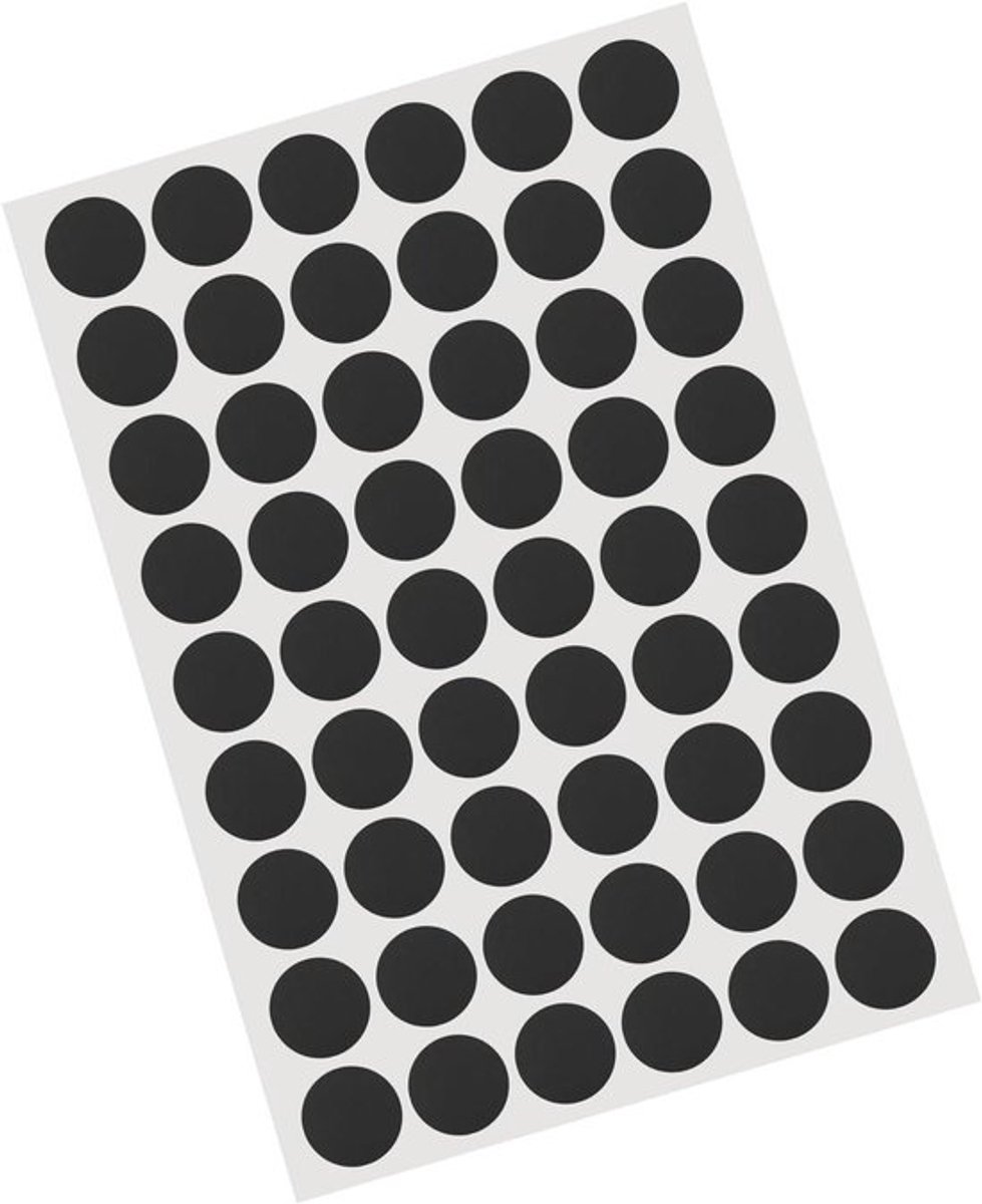 Zelfklevende meubelstickers Ø 21 mm, 54 stuks - zwart - schroefafdekking - verbergen van schroefkoppen