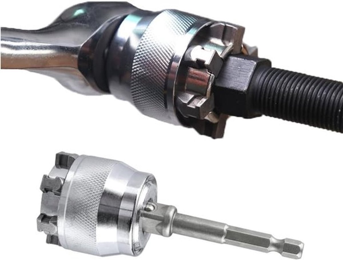Universele 10-19mm Steeksleutelset met Multifunctionele Ratelsleutel en Booradapter voor 3/8" Aandrijving