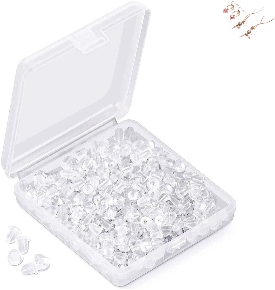 Silicone Oorbel Sluitingen 4 x 4 mm - Transparant - 1200 Stuks - Comfortabel en huidvriendelijk - ShopVlot