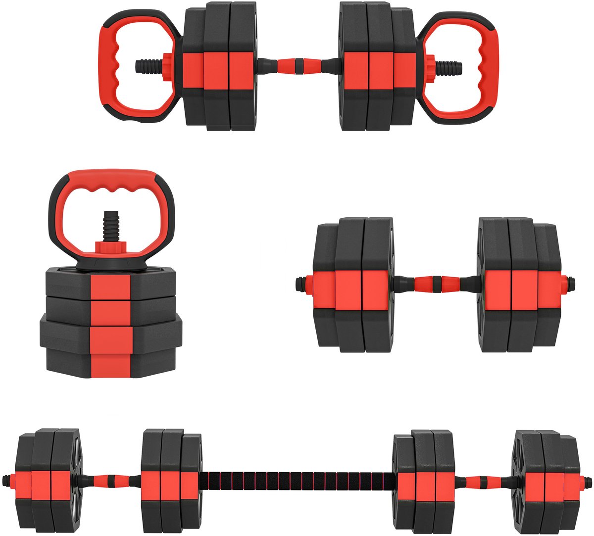 6 - in - 1 halterset - verstelbaar tot 25 kg - voor krachttraining thuis