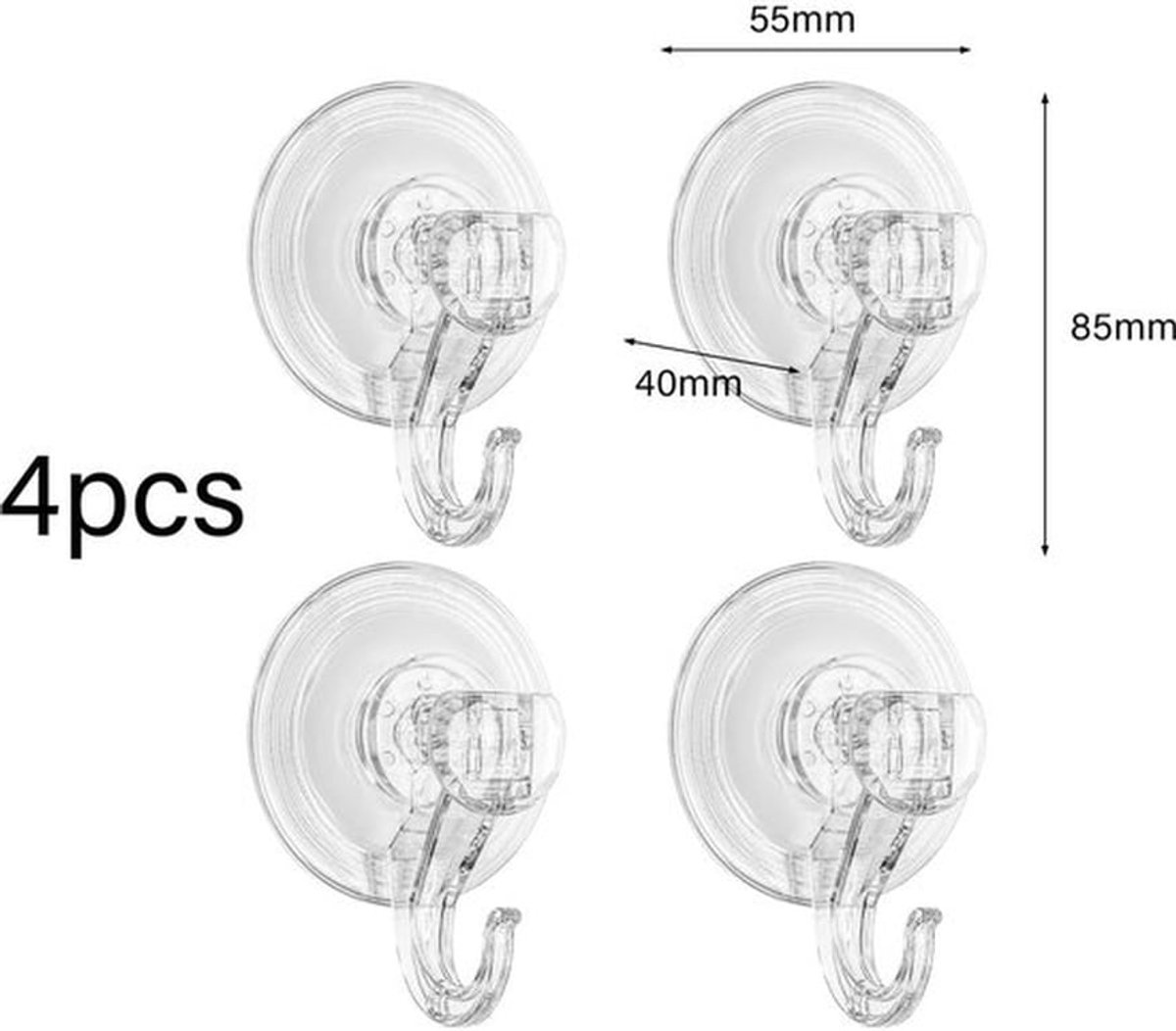 Zuignaphaken 4 stuks - Herbruikbare Haken zonder Boren - Extra Sterke Zuignappen - Draagkracht 3 kg - Hoogwaardig PVC - Ideaal voor Gladde Oppervlakken - Vacuümhaak