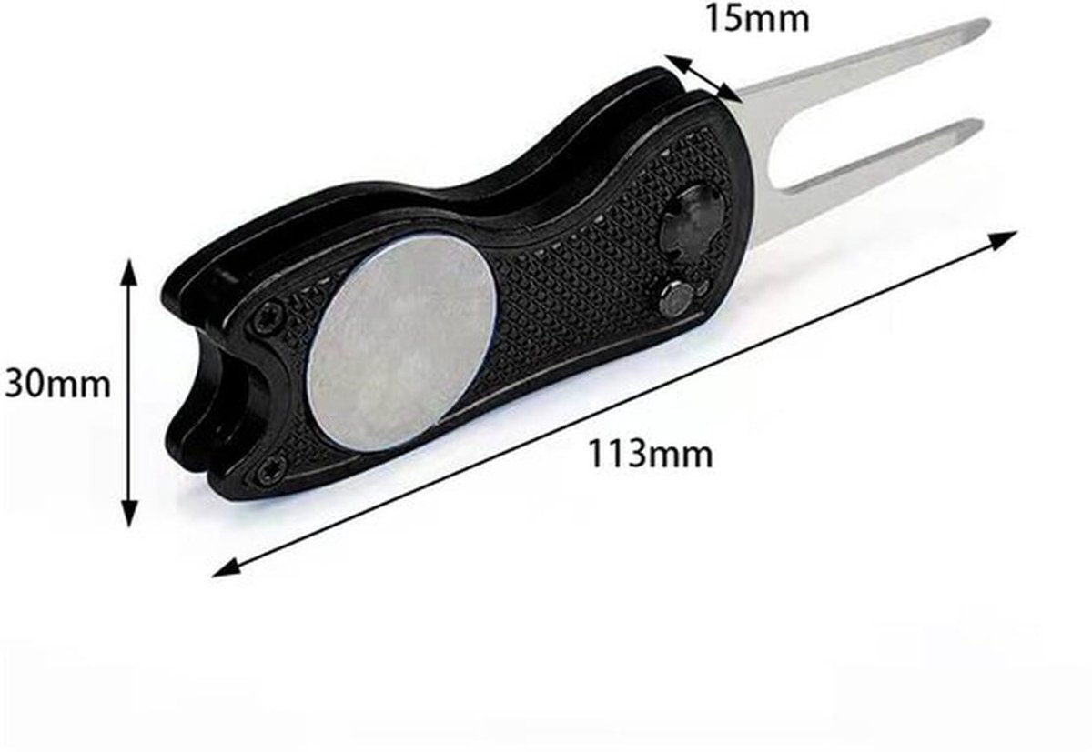 Pitchfork Opvouwbaar - Golfdivot Tool - Lichtgewicht - Roestvrij Staal - Draagbaar - Veilig in Gebruik - Golfdivottool