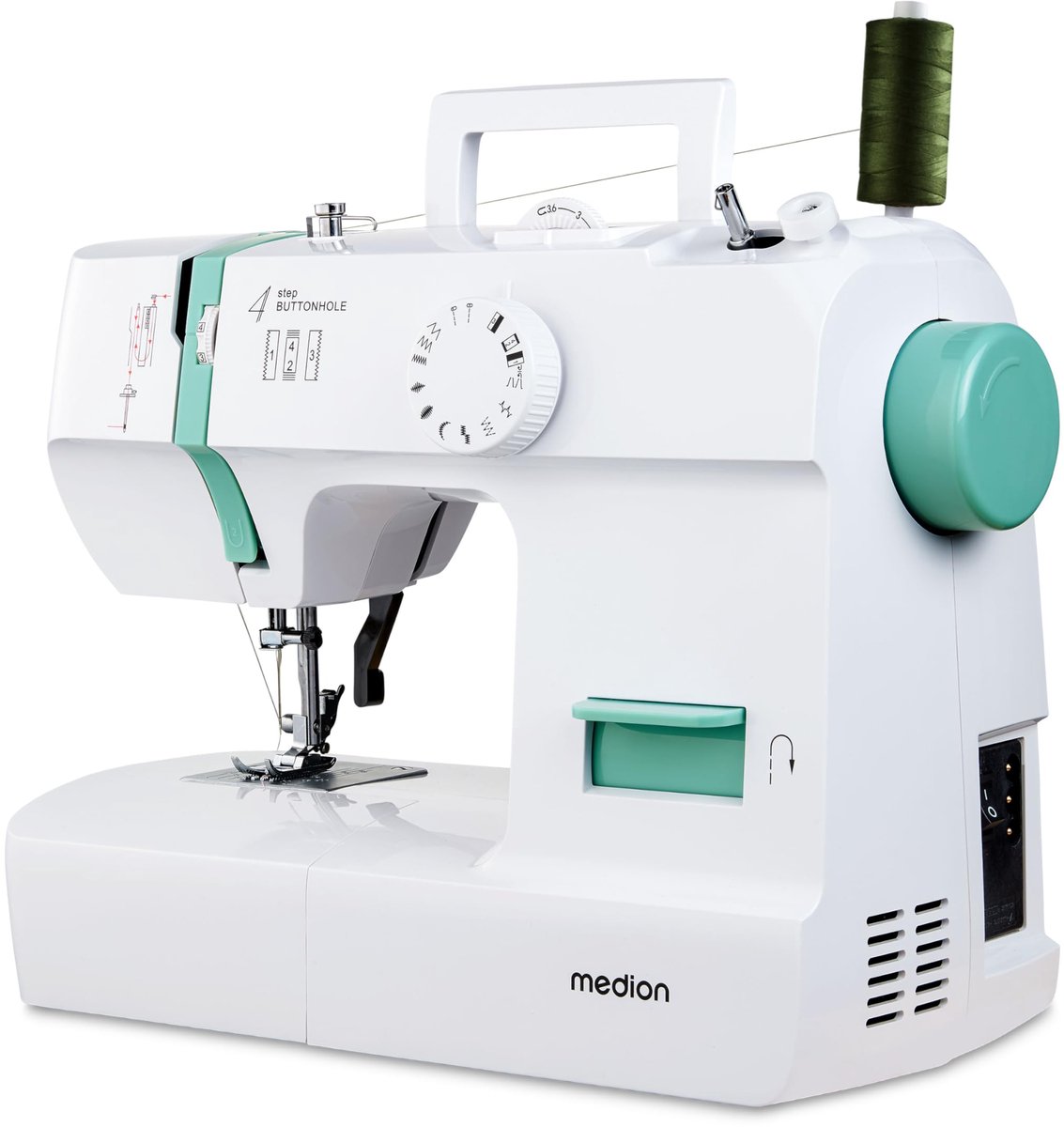 Naaimachine elektrisch 70W met 12 steekprogramma’s LED verlichting verstelbare steeklengte turquoise