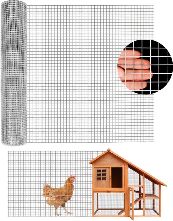 Verzinkt Omheining Tuin - 1.2x30m - Gaaspaneel Rol - Kippengaas - Tuinafscheiding - Pluimvee Net - Tuinbescherming - Voor Tuin Terras - Zilver