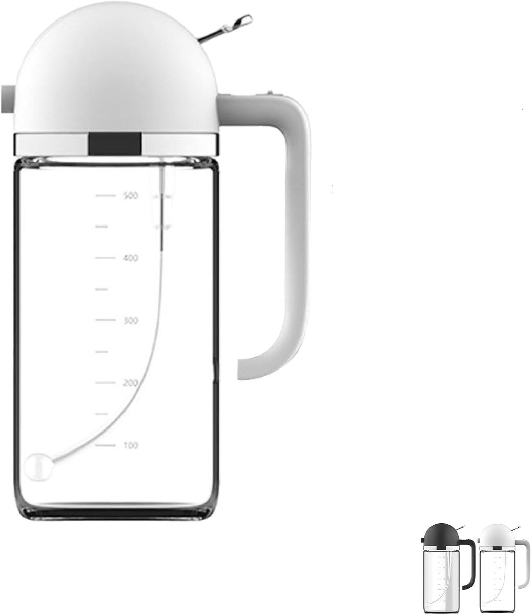 Olijfoliesprayer - Wit - 500 ml - 2-in-1 Oliefles van Kunststof - Voor Keuken en Koken