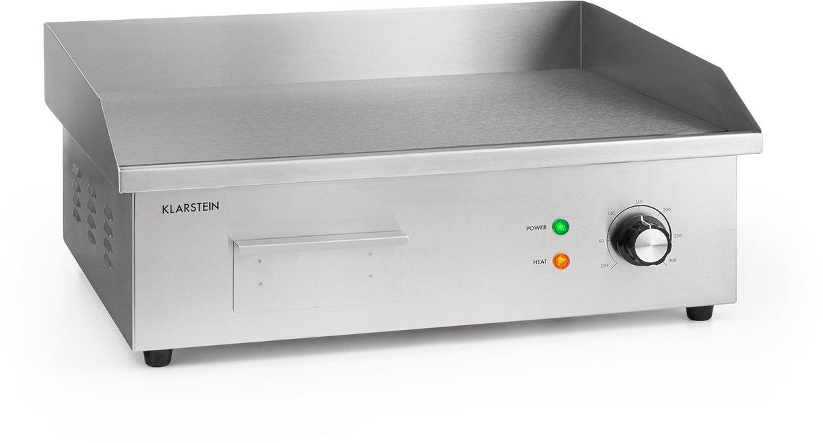 Klarstein Grillmeile 3000G Pro elektrische bbq 3000W grillplaat 54,5x35cm glad - 22 kg - voor Horeca - LED Thermostaat Energiezuinig - Tafelgrill - Indoor Grill - Tischgrill - Elektrische Grill - voor Snackbar - voor Foodtruck - voor Markt