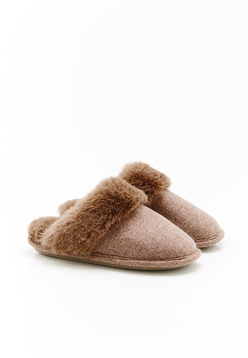 Damart - Thermolactyl muiltjes met imitatiebont - Dames - Bruin - 37