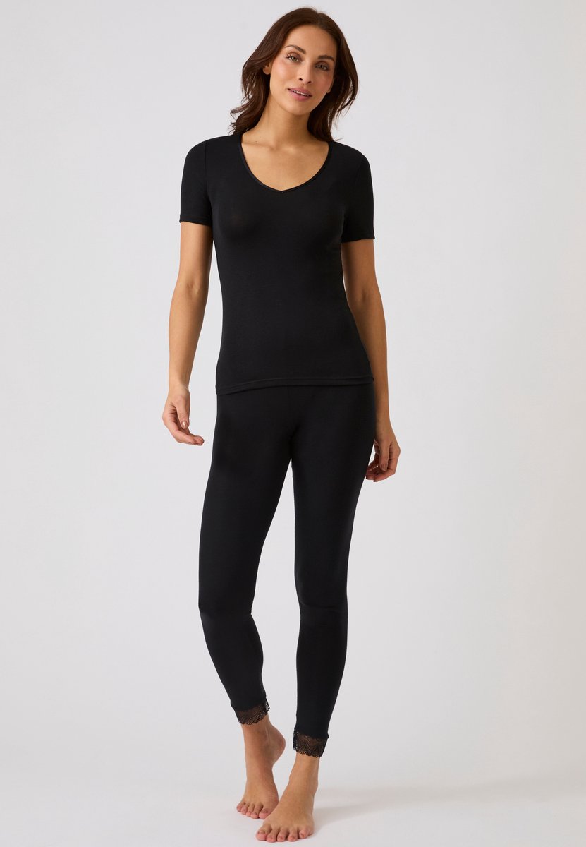 Damart - Thermolactyl Sensitive T-shirt, korte mouw, V-hals - Dames - Zwart - 34-36 (XS)