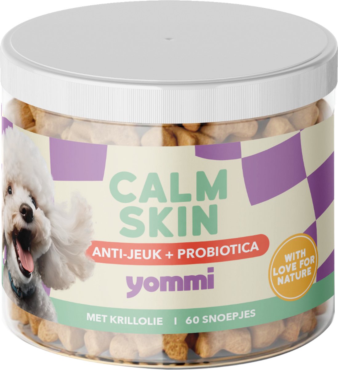 Yommi Calm Skin (60st) - Kauwsnoepjes voor honden - Stopt het Krabben en Herstelt de Huid van Binnenuit - Met Omega 3 & Biotine & Probiotica